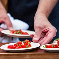 Chef Josh Wickam talks at Taste the Future 2020.